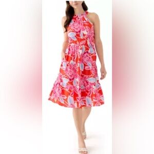 Eliza J Floral Dress in Red and Pink